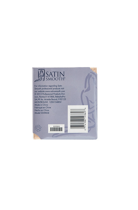 Back of Satin Smooth small applicators box, displaying product details and barcode.