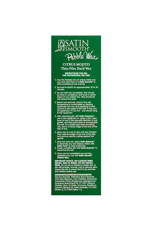 Side panel of wax for depilation box with printed detailed text and product information